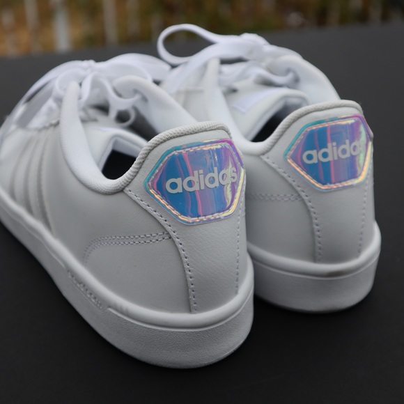 white holographic adidas